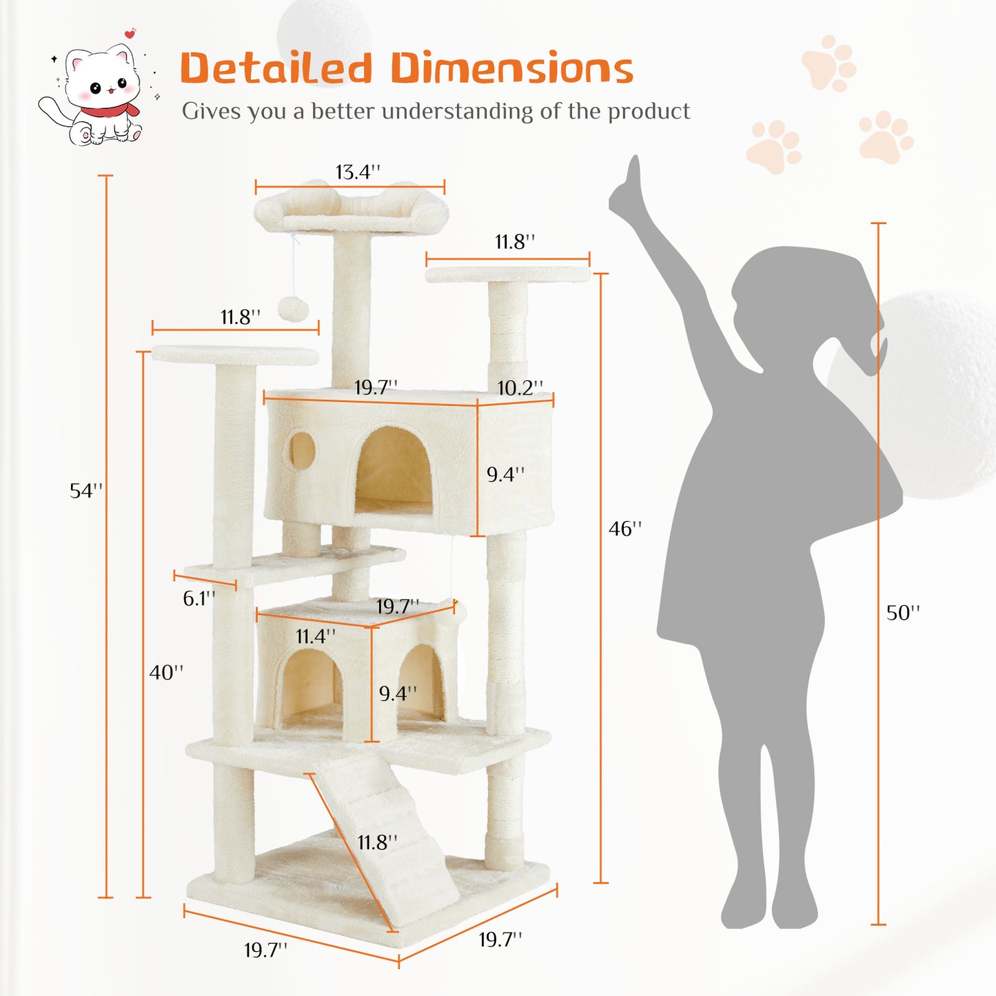 Multi-Funktionaler Kratzbaum & Katzenhaus – 135 cm, dunkelblau, mit Spielzeug & Lounge-Bereich