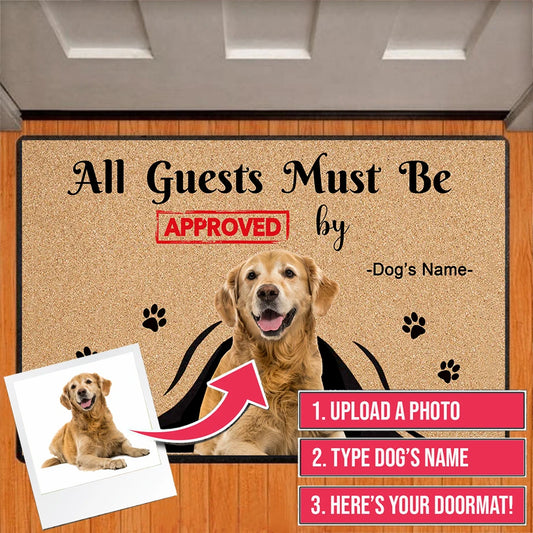 Personalized Dog Cat Welcome Mat Custom Doormat With Pet's Photo Name Approved Hallway Doorway Floor Mats Carpet Home Decor