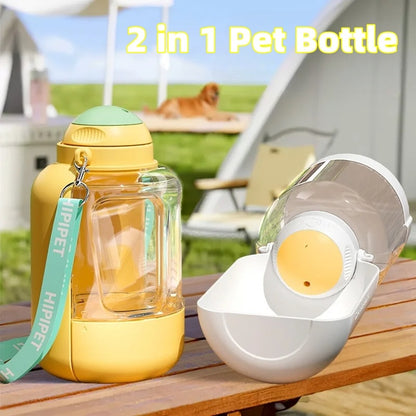 2-in-1 Hunde Trinkflasche & Futternapf – Große Kapazität, tragbar, auslaufsicher, für Hunde & Katzen
